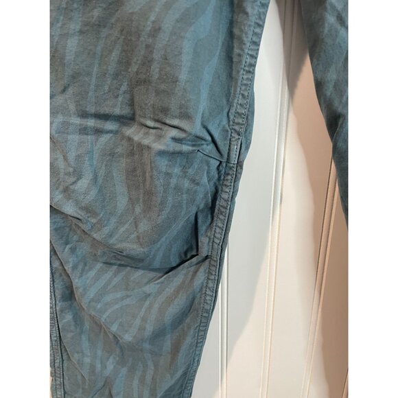 Anthropologie Wanderer Pants Womens 26 Blue Green Zebra Linen Crop High Rise - Picture 6 of 15